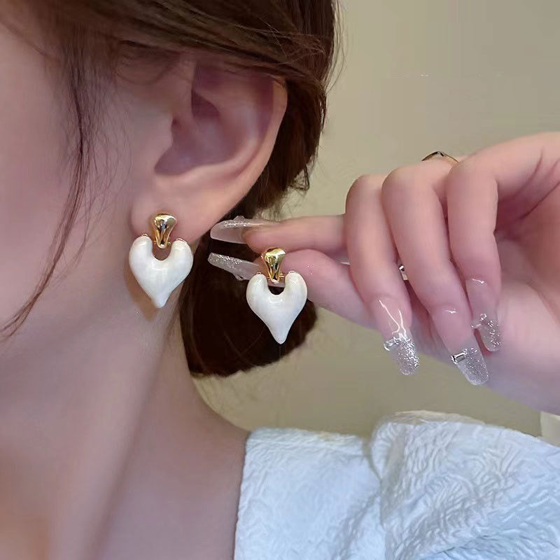 Ivory Heart Statement Earrings