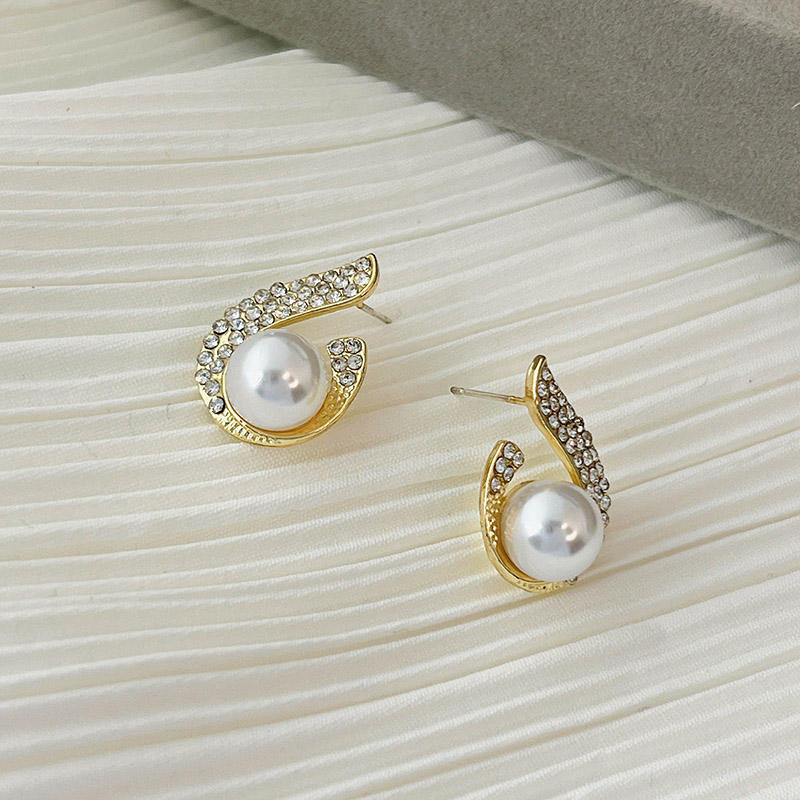 Pearl Crystal Embrace Stud Earrings