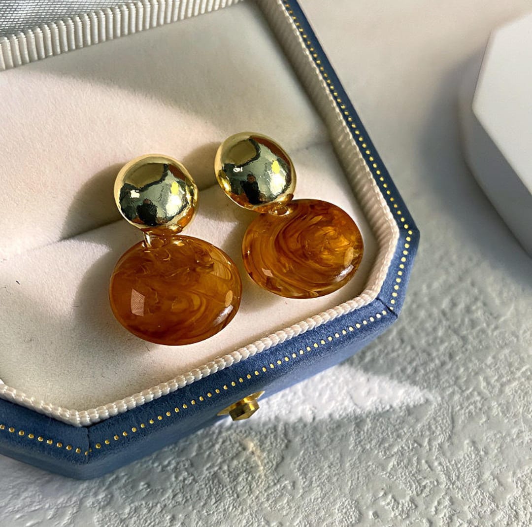 Amber Glow Double Drop Earrings