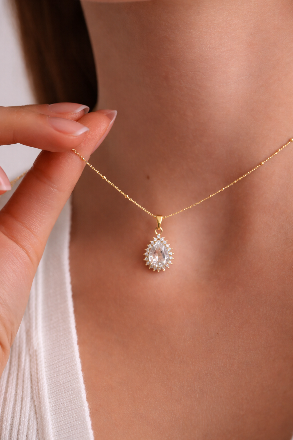 Celeste Teardrop Crystal Necklace