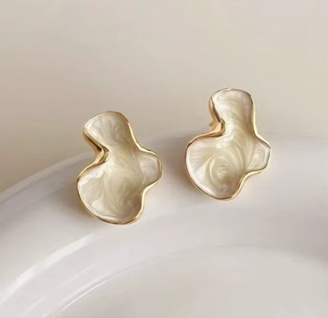 Ivory Cloud Abstract Stud Earrings