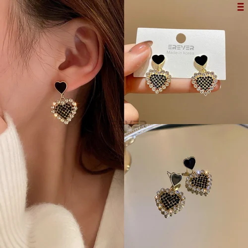 Midnight Heart Spark Earrings