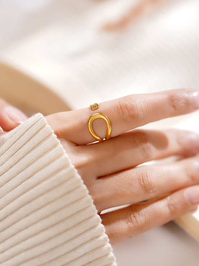 Golden Teardrop Adjustable Ring