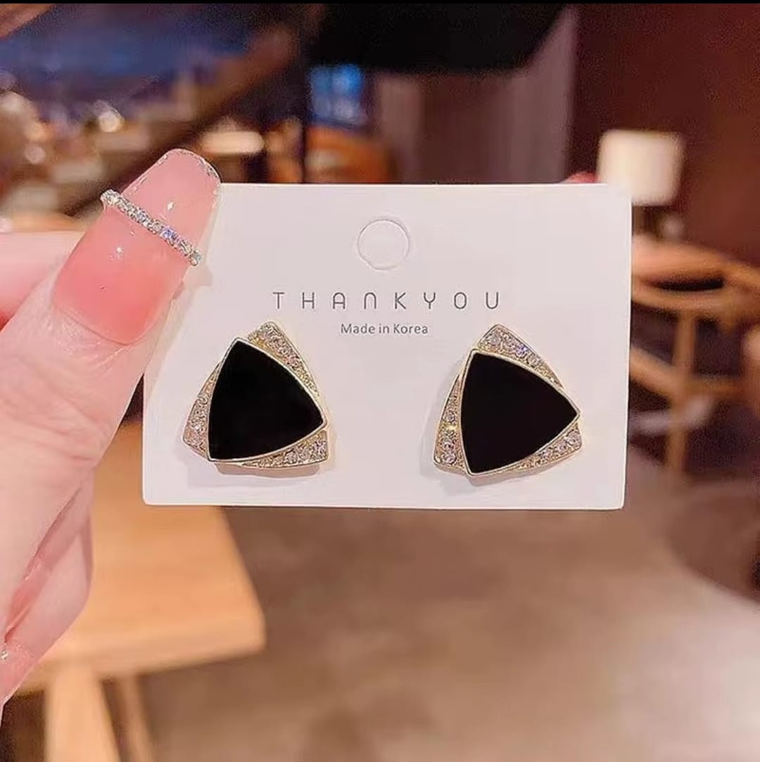 Midnight Triangle Crystal Stud Earrings