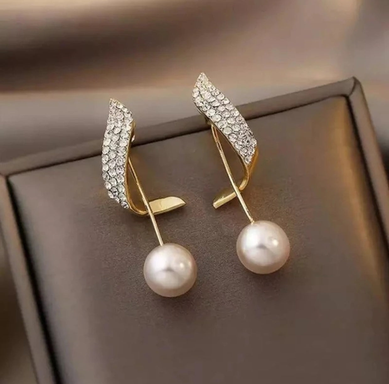 Crystal & Pearl Arc Drop Earrings