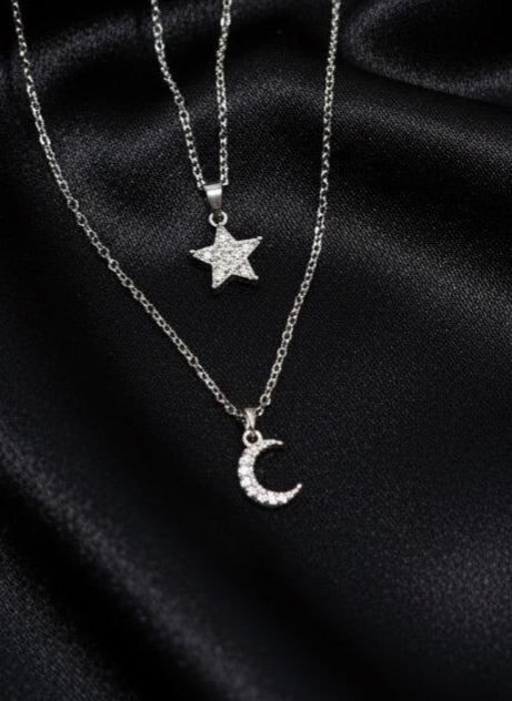 Moon & Star Dual Chain Necklace
