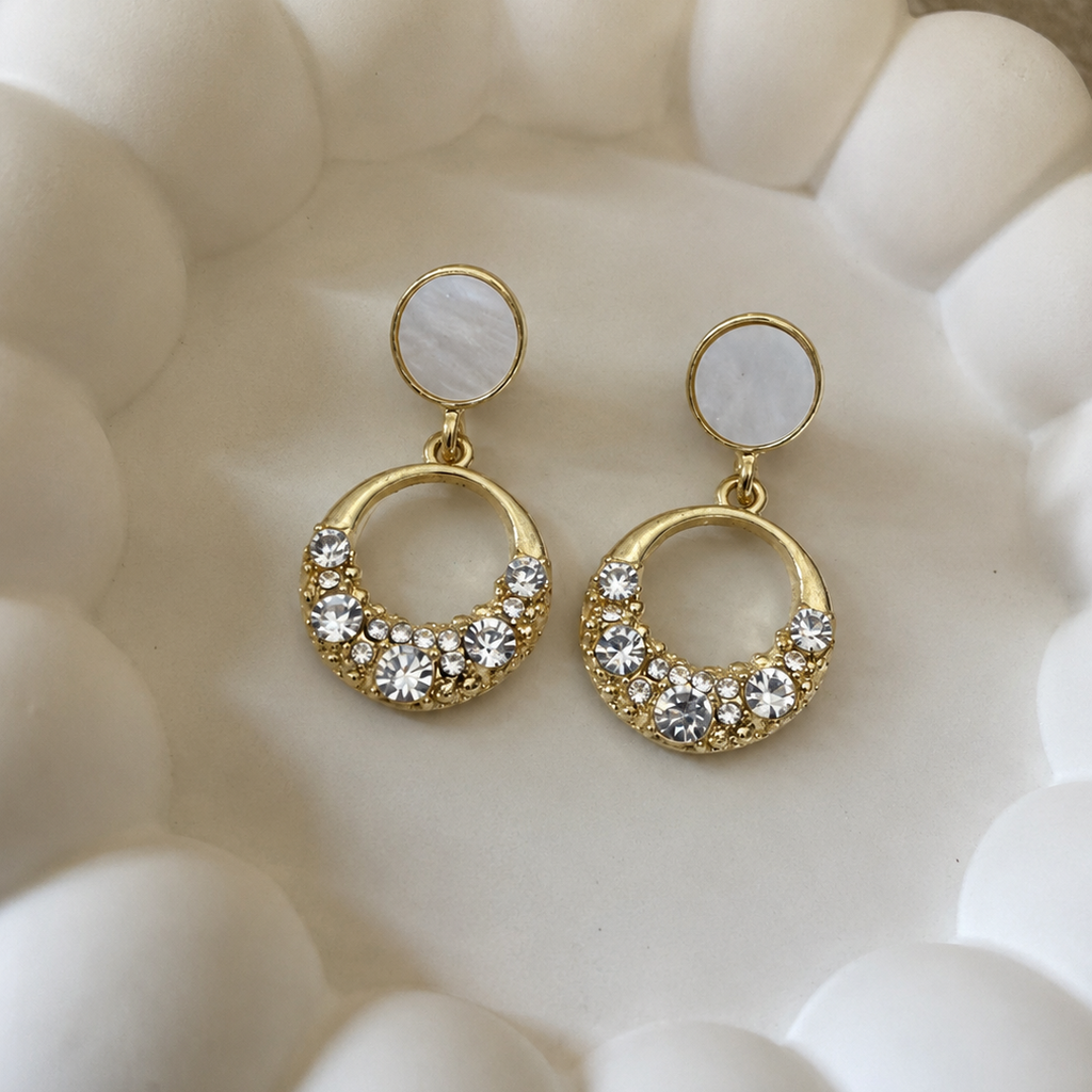 Luna Crystal Circle Drop Earrings