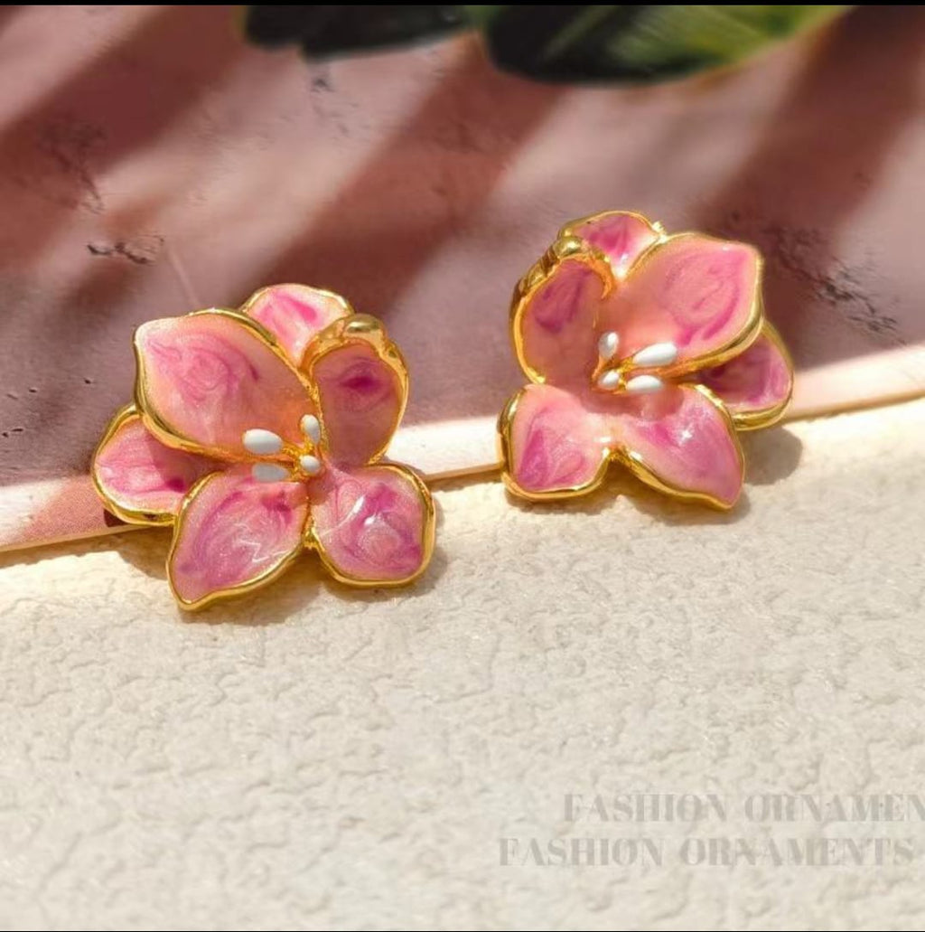 Blush Bloom Floral Stud Earrings