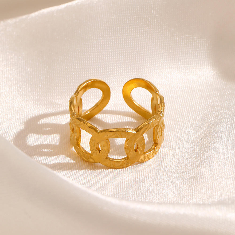 Golden Interlinked Statement Ring
