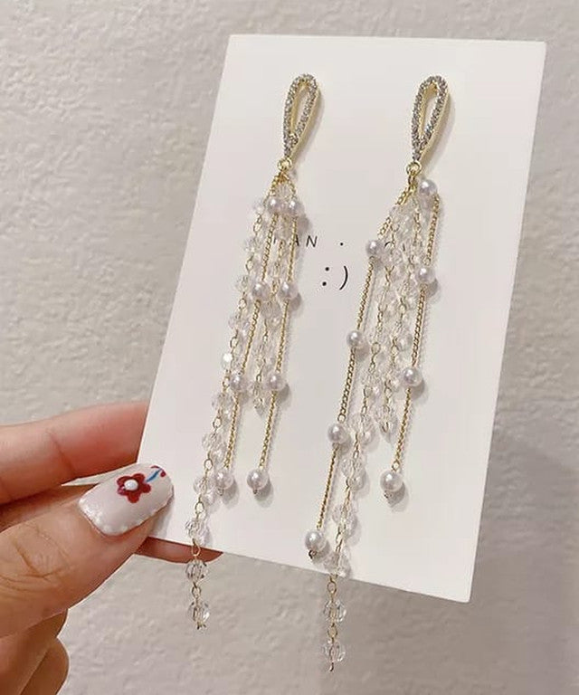 Pearl Cascade Tassel Earrings