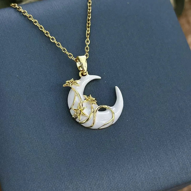 Celestial Moon & Stars Pendant Necklace