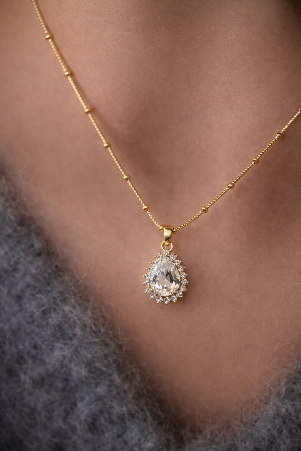 Celeste Teardrop Crystal Necklace
