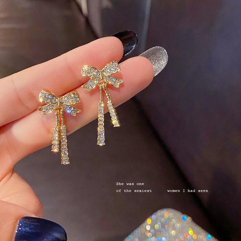 Celeste Crystal Bow Drop Earrings