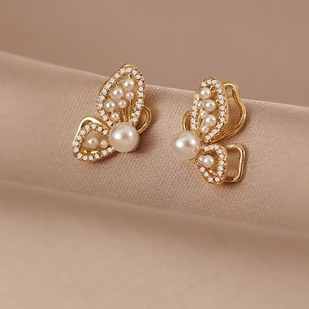 Pearl Flutter Butterfly Stud Earrings