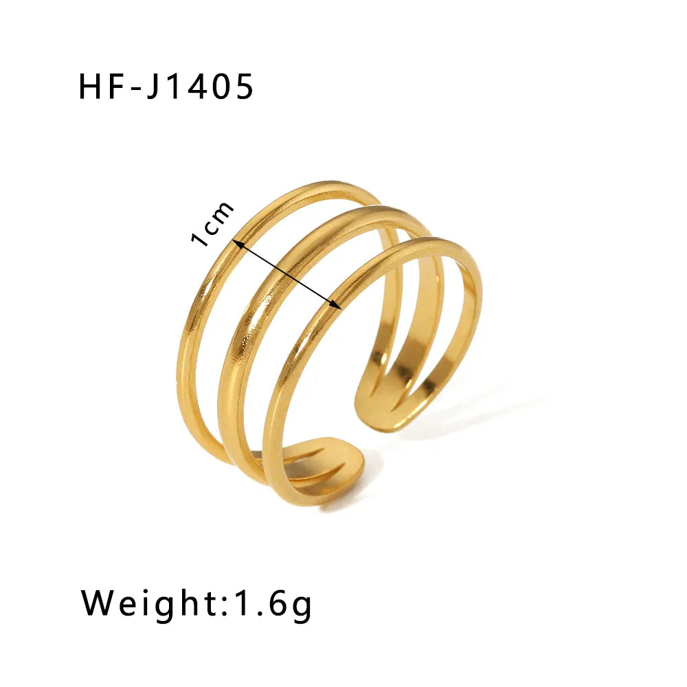 Golden Triple Loop Adjustable Ring