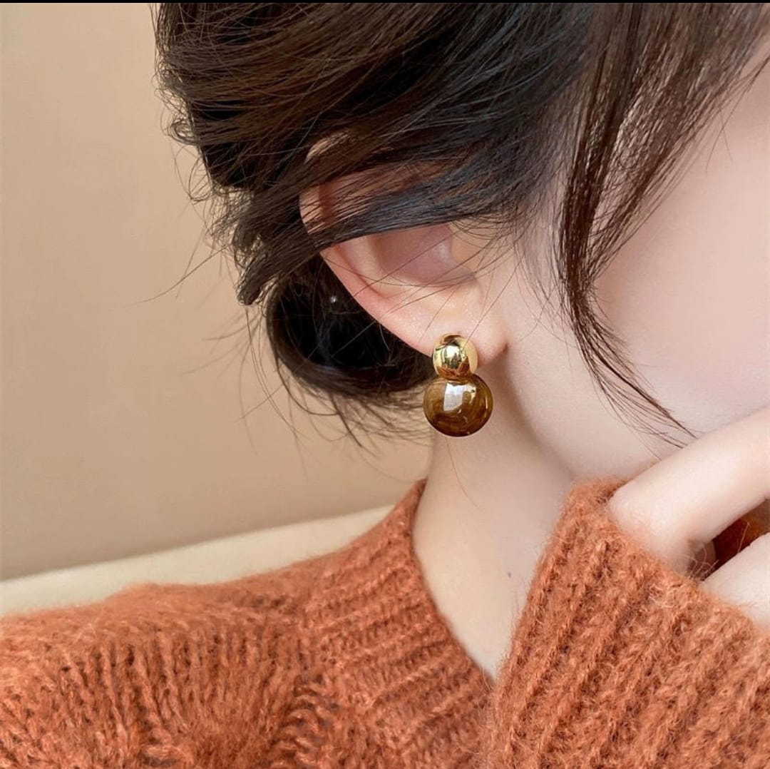 Amber Glow Double Drop Earrings