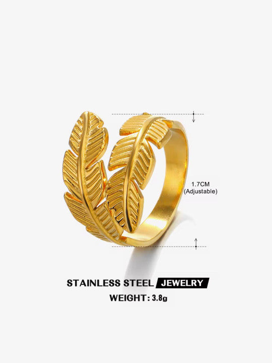 Golden Leaf Cluster Adjustable Ring