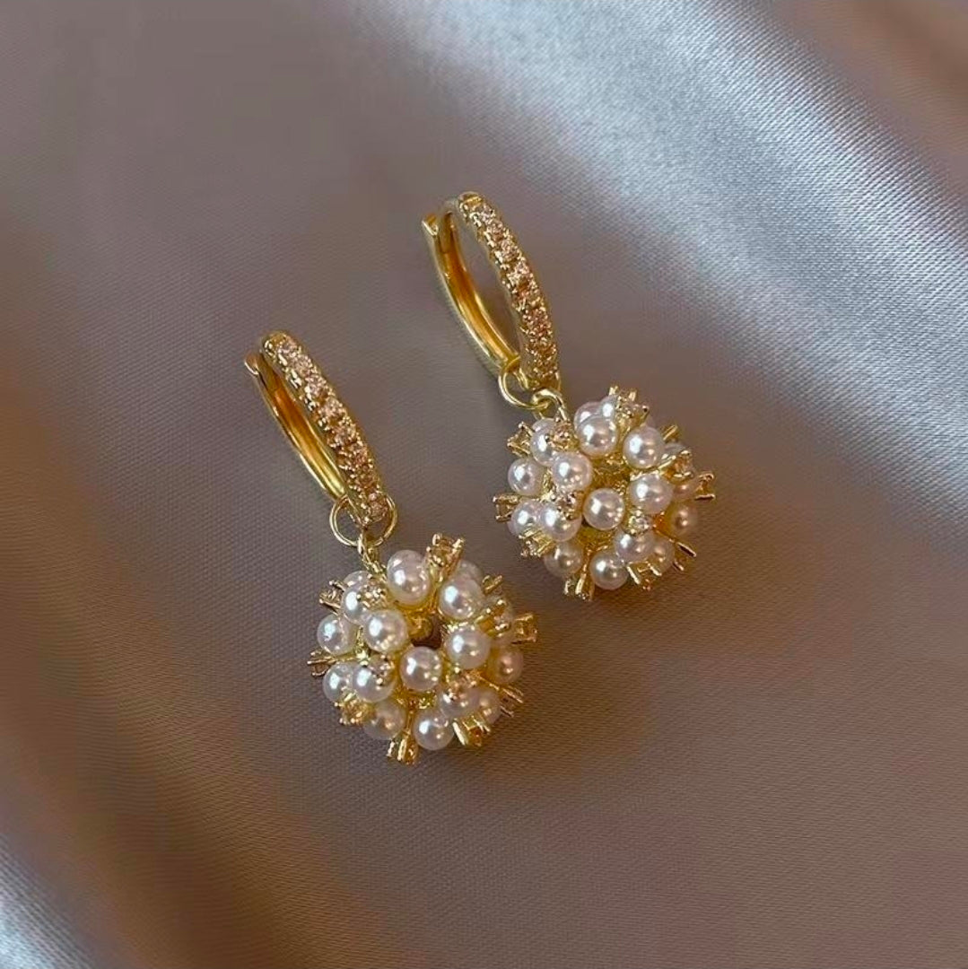 Pearl Bloom Hoop Earrings