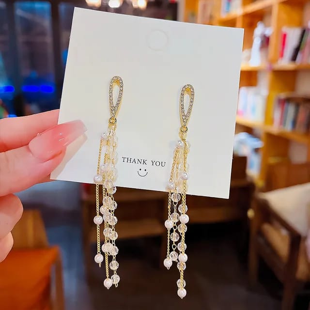 Pearl Cascade Tassel Earrings