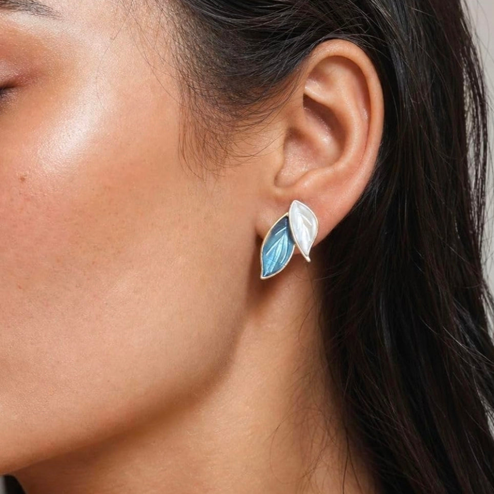 Ocean Leaf Duo Stud Earrings