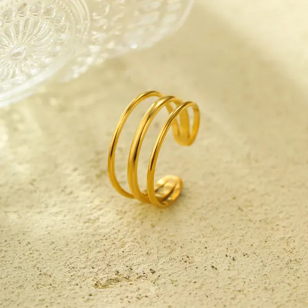 Golden Triple Loop Adjustable Ring