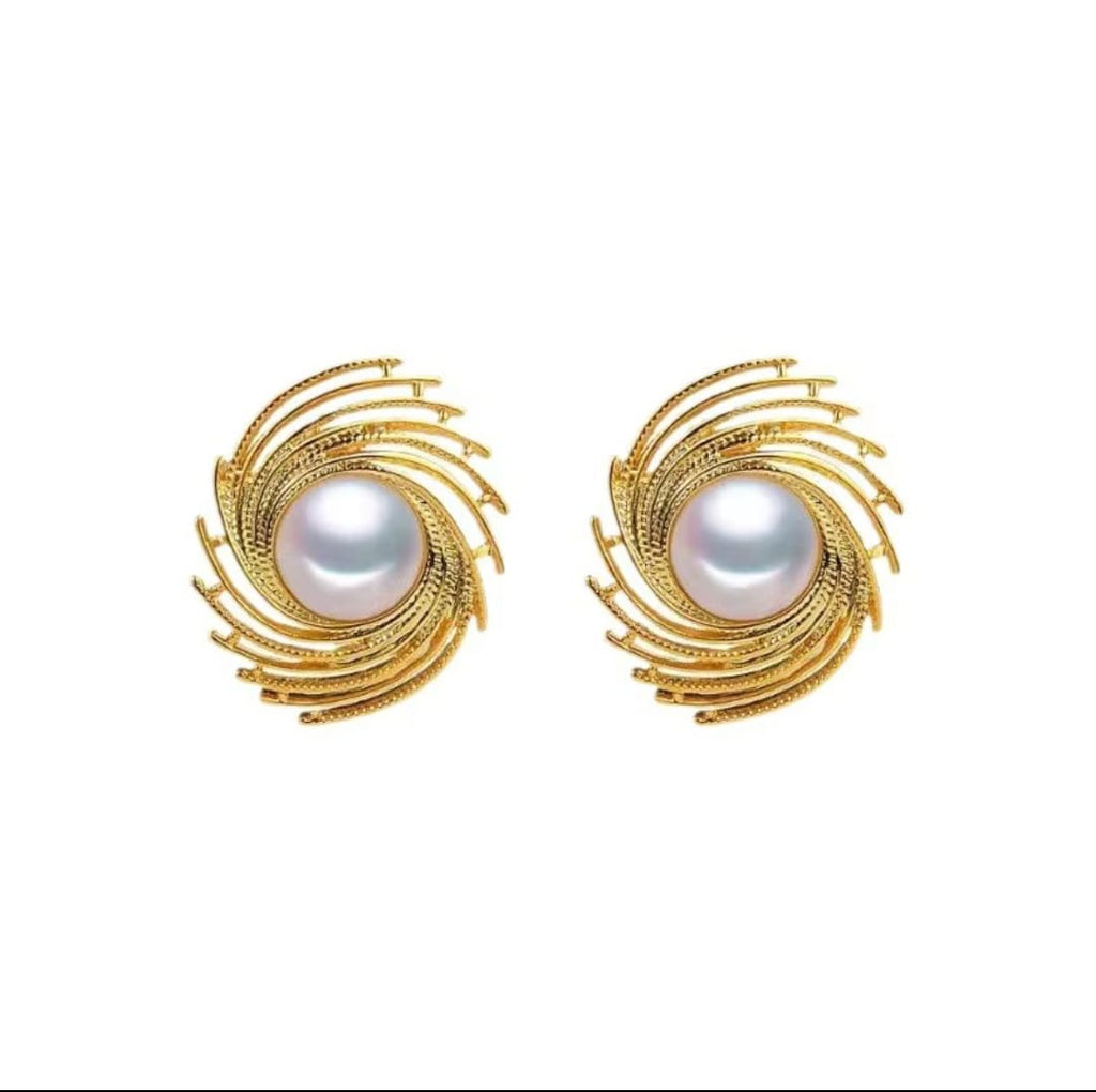 Aurora Pearl Swirl Statement Earrings