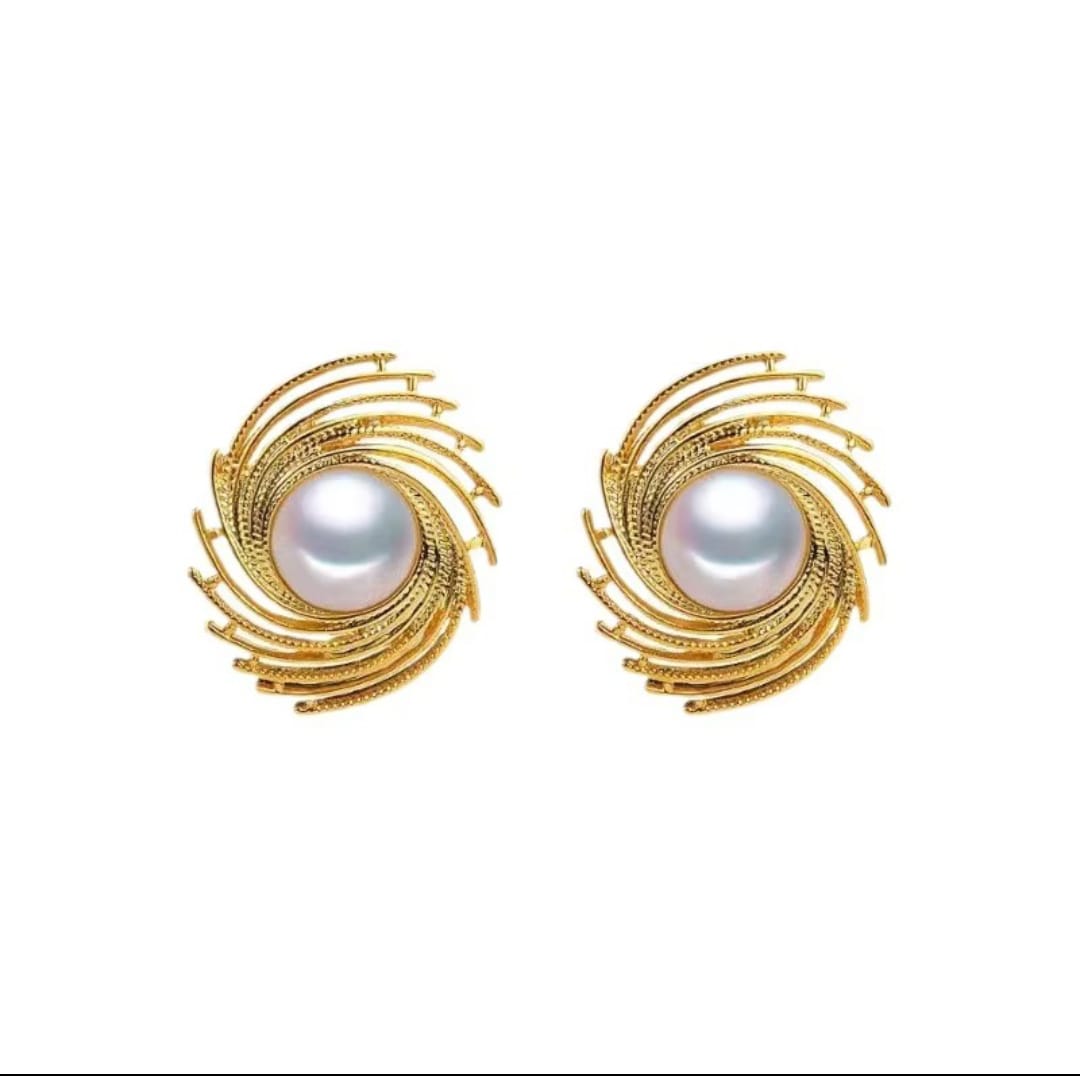 Aurora Pearl Swirl Statement Earrings
