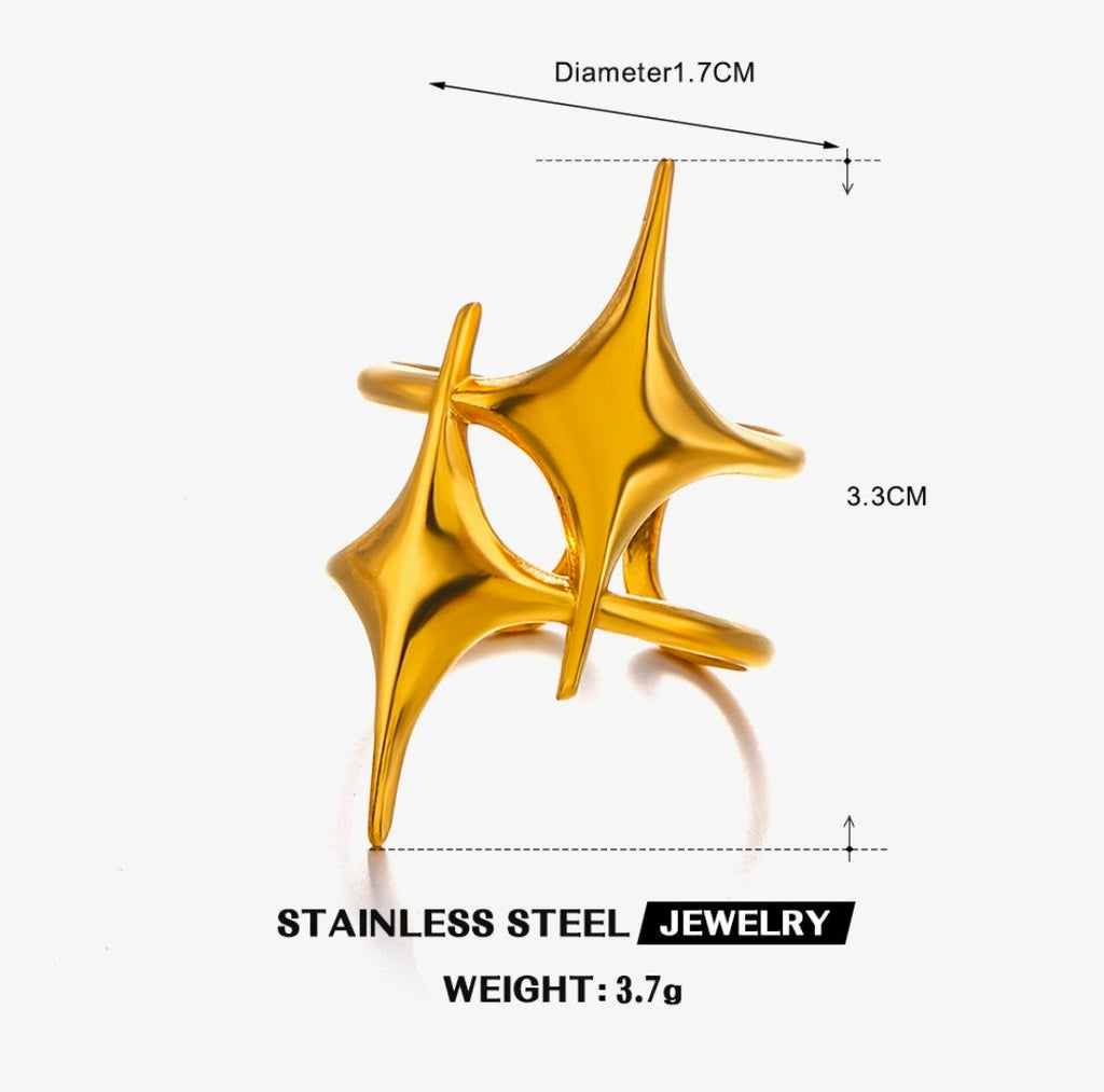 Golden Celeste Starburst Statement Ring