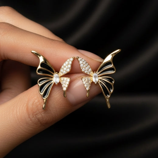 Black and Gold Butterfly Earrings
