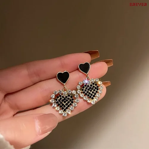 Midnight Heart Spark Earrings
