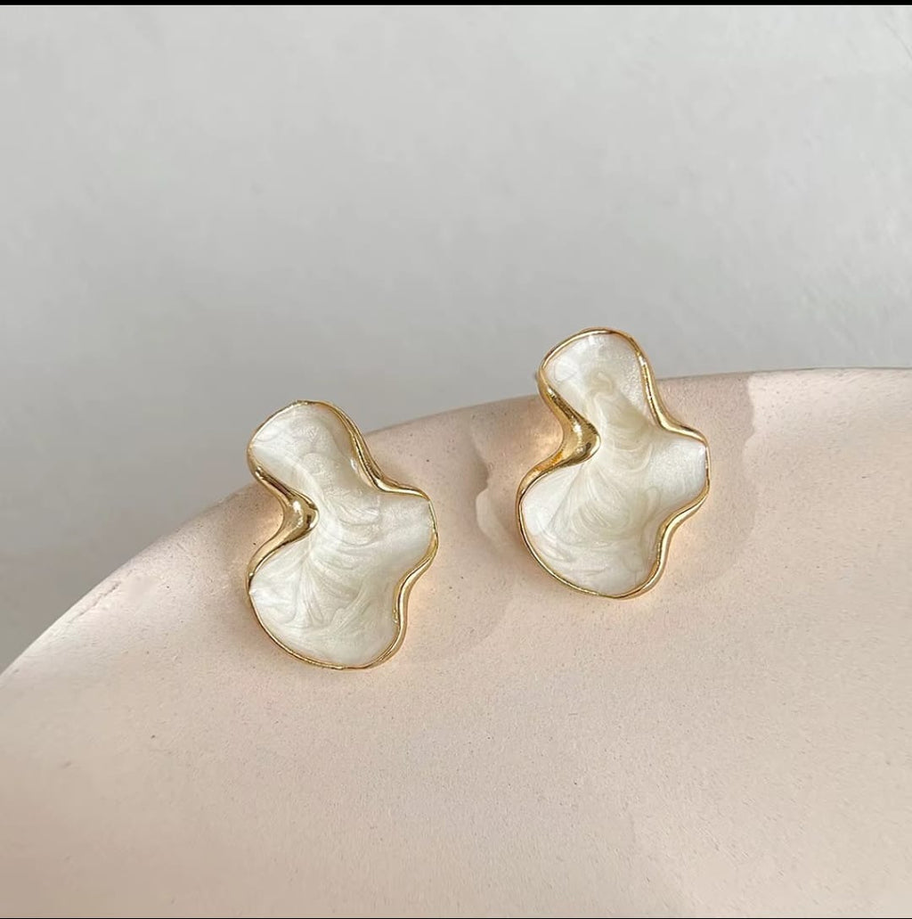 Ivory Cloud Abstract Stud Earrings