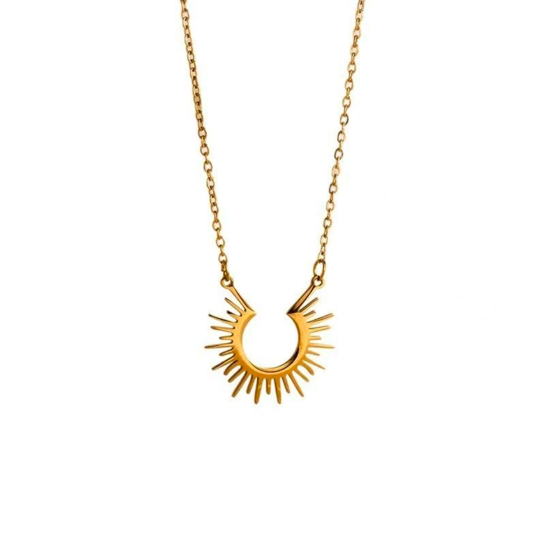 Golden Sunburst Pendant Necklace