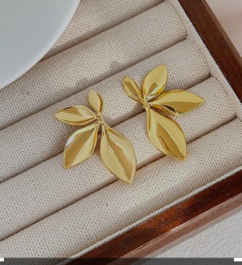 Sculptural Gold Leaf Stud Earrings