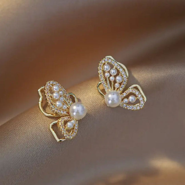 Pearl Flutter Butterfly Stud Earrings