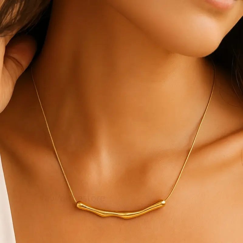 Aurelia Sculpted Bar Gold-Tone Necklace