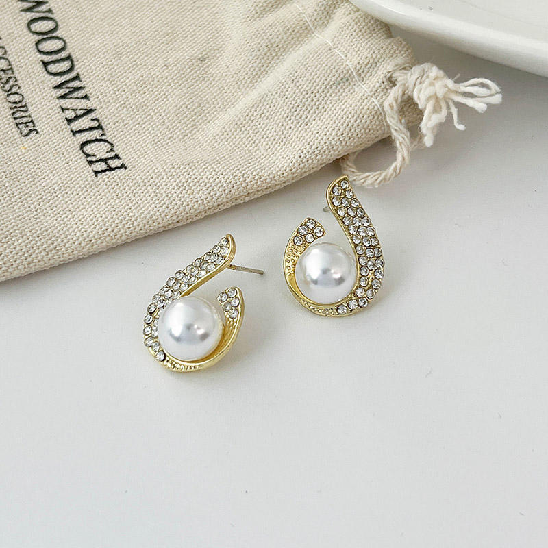 Pearl Crystal Embrace Stud Earrings