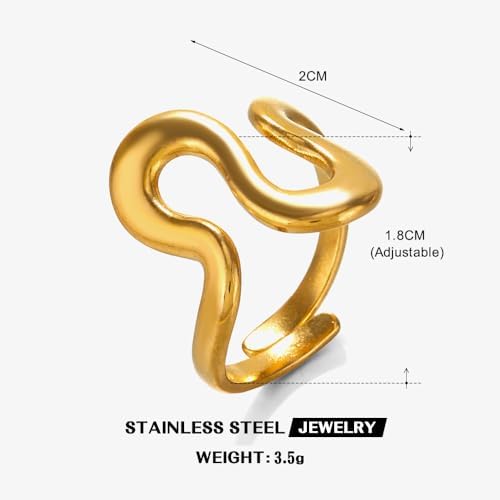 Golden Serpent Wave Adjustable Ring