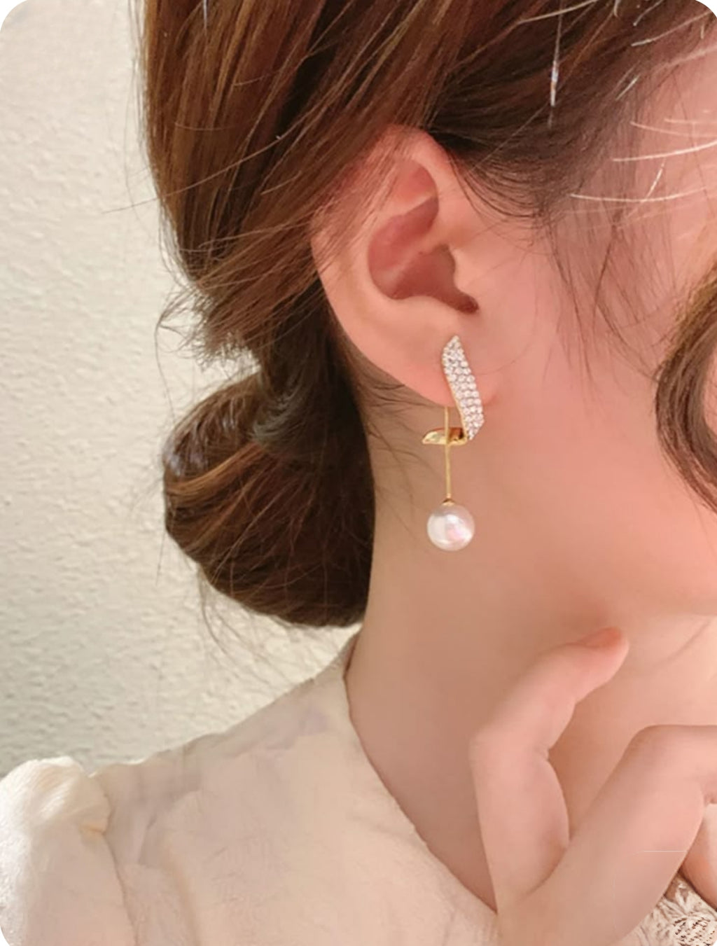 Crystal & Pearl Arc Drop Earrings
