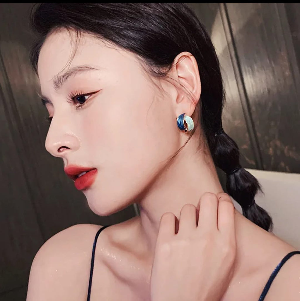 Ocean Wave Dual-Tone Hoop Earrings