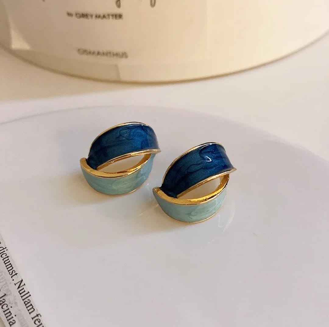Ocean Wave Dual-Tone Hoop Earrings