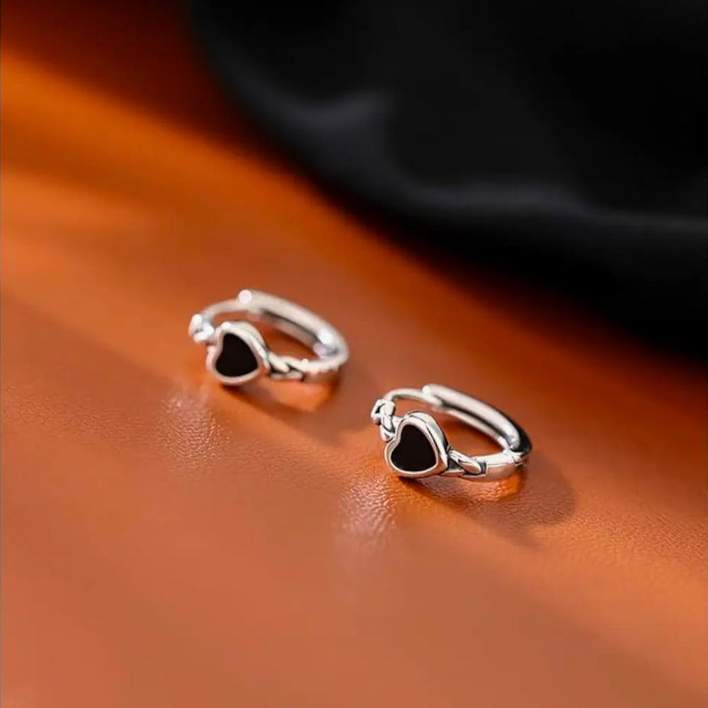 Midnight Heart Mini Hoop Earrings