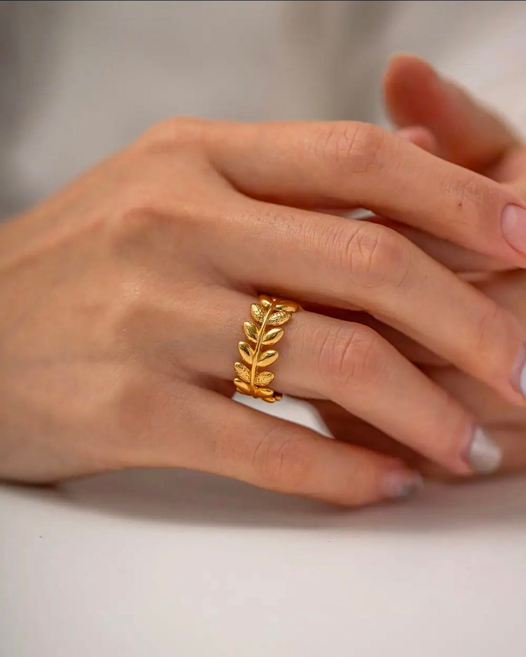 Golden Leaf Vine Adjustable Statement Ring