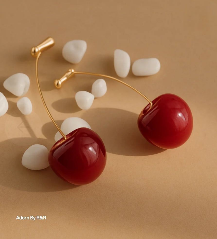 Red Cherry Drop Earrings