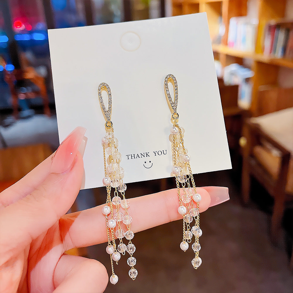Pearl Cascade Tassel Earrings