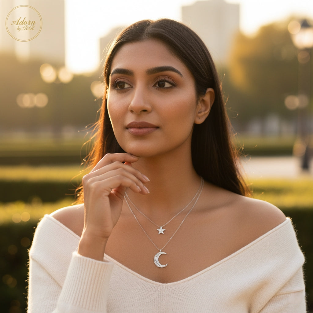 Moon & Star Dual Chain Necklace