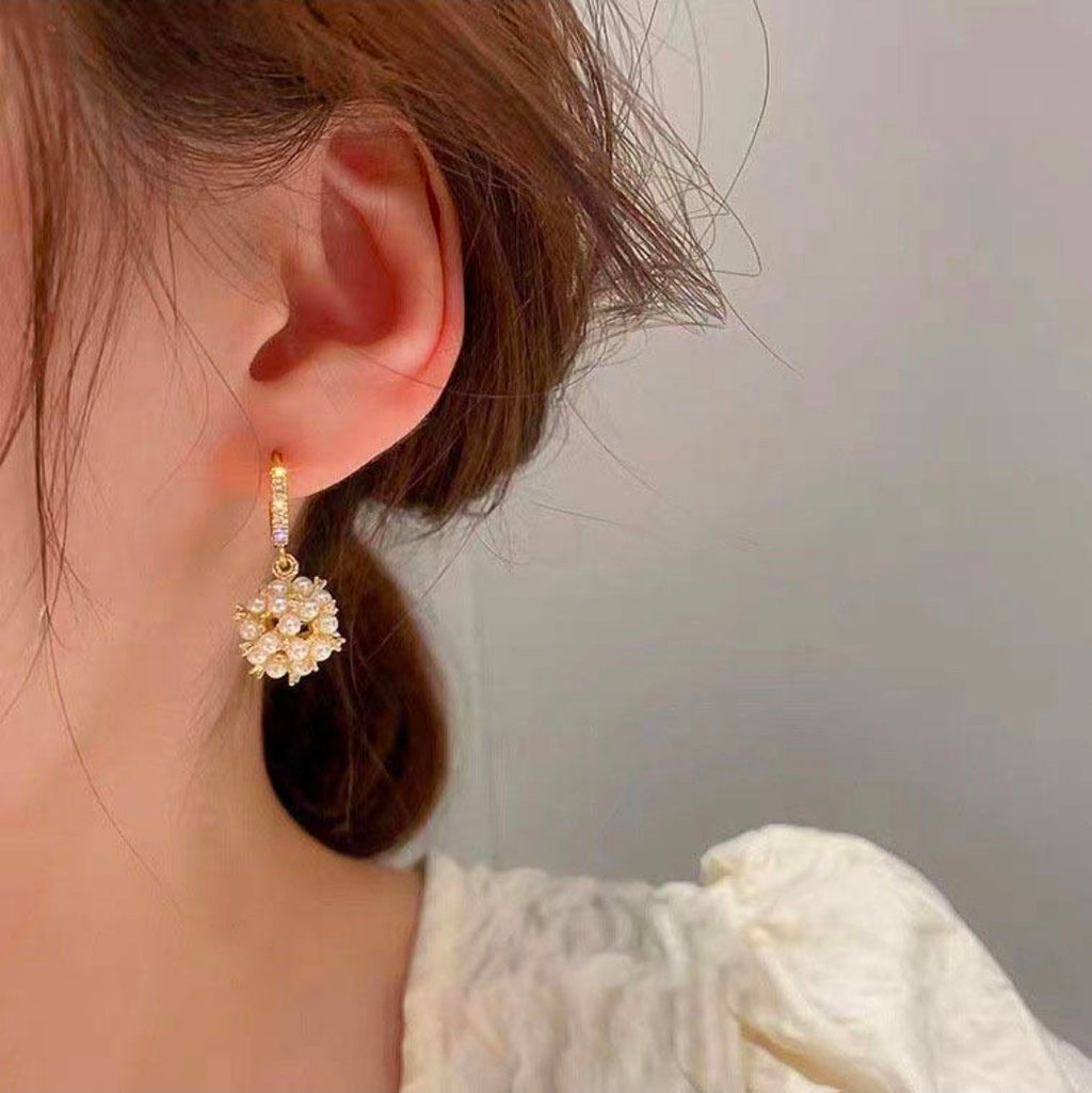Pearl Bloom Hoop Earrings