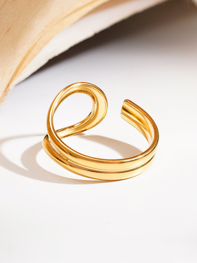 Golden Teardrop Adjustable Ring