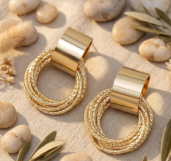 Golden Orbit Statement Earrings
